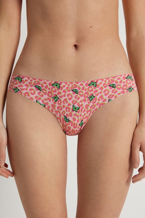 Tezenis Raw Edge Brazilian Brief in Printed Microfiber Animal Spotted Butterfly Print 297v | DQTJY-3714