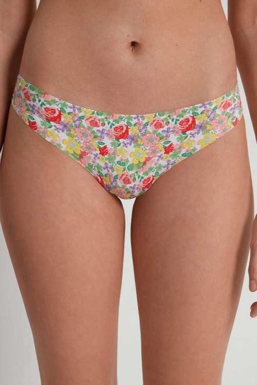 Tezenis Raw Edge Brazilian Brief in Printed Microfiber Floral Wildflower Print 294v | GYTKQ-3079