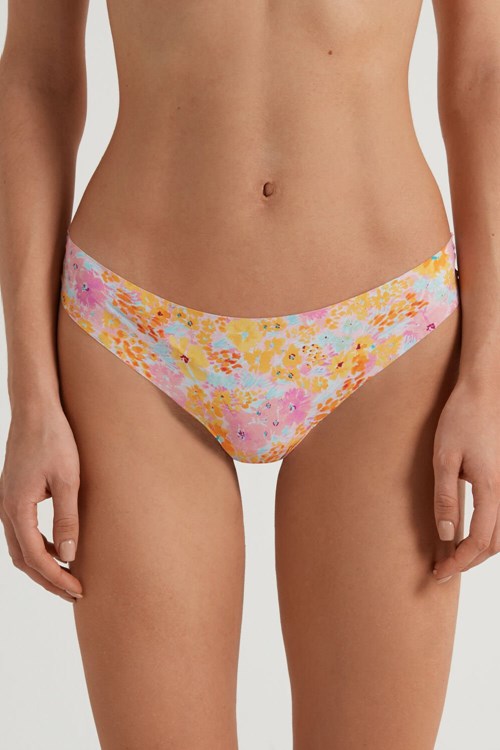 Tezenis Raw Edge Brazilian Brief in Printed Microfiber Floral Spring Flowers Print 302v | IUDVQ-1859