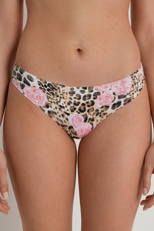 Tezenis Raw Edge Brazilian Brief in Printed Microfiber Rosa | OFSLA-0637