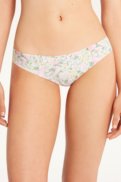 Tezenis Raw Edge Brazilian Brief in Printed Microfiber Floral Pastel Country Print 636v | SRVCI-1807