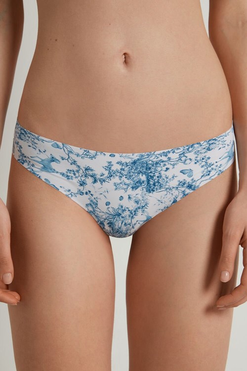 Tezenis Raw Edge Brazilian Brief in Printed Microfiber Ljusblå | WRMAD-9263