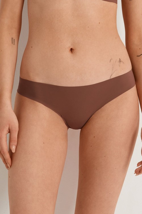 Tezenis Raw-Edge Microfiber Cheeky Bruna Bruna | SMCDB-0869