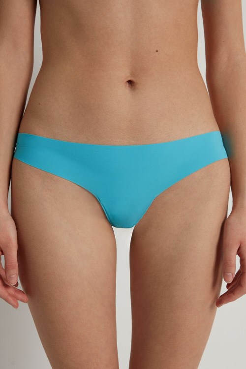 Tezenis Raw-Edge Microfiber Cheeky Ljusblå Blå | NUZVO-6597