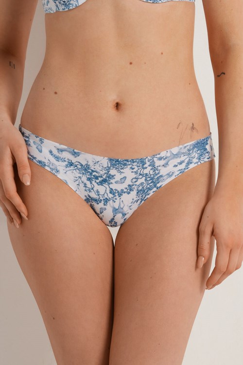 Tezenis Raw Edge Printed Brazilian Brief Ljusblå | MKQTG-0689