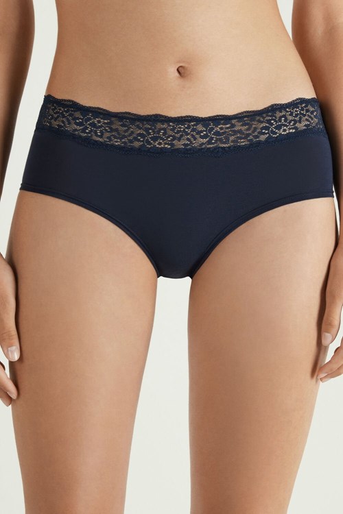 Tezenis Recycled Bomull and Spets Boyshorts Blå Blå | ZHBLY-3108
