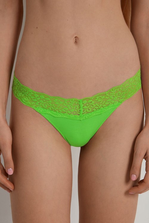 Tezenis Recycled Bomull and Spets Brazilian Panties Gröna Gröna | DOGNU-9682