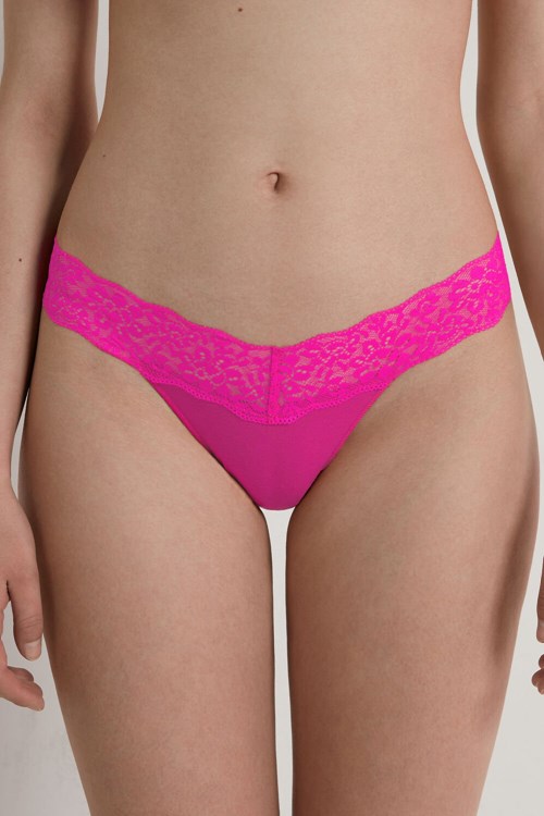 Tezenis Recycled Bomull and Spets Brazilian Panties Rosa Fuchsia | UAXNJ-8032