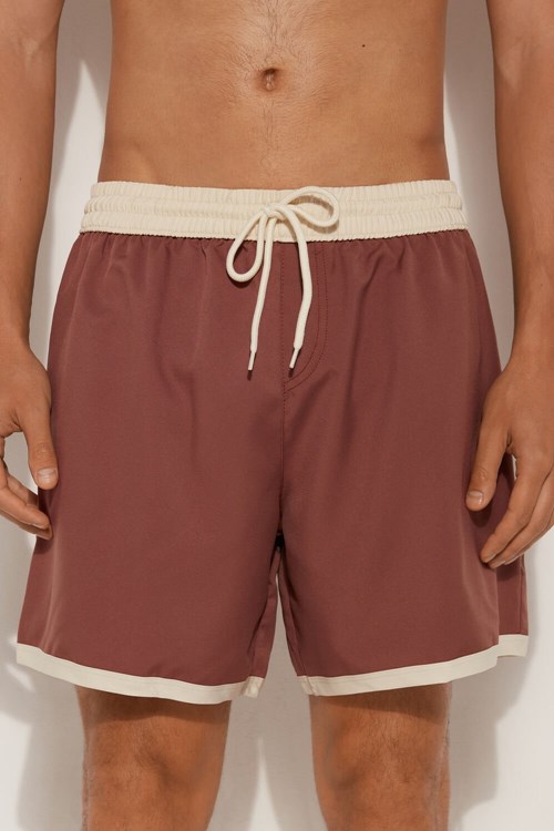 Tezenis Recycled Fabric Basic Contrasting Swim Trunks Bruna Bruna | BSFIU-9708