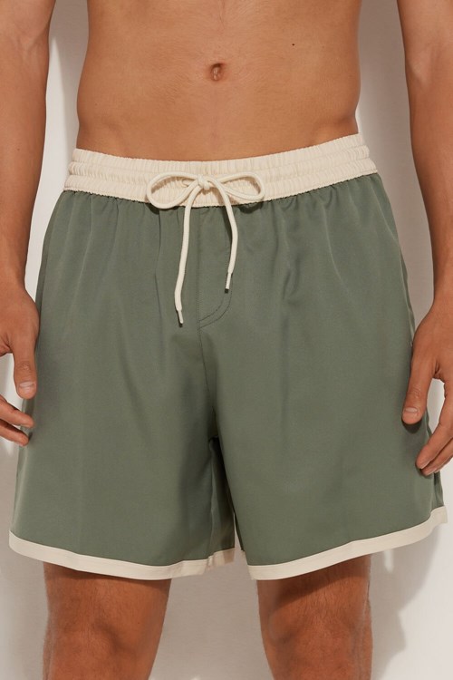 Tezenis Recycled Fabric Basic Contrasting Swim Trunks Gröna Gröna | LHFQP-7894