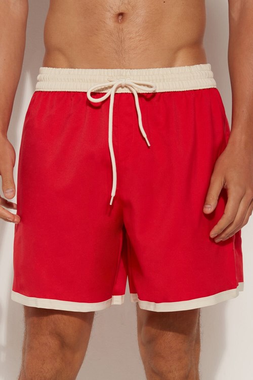 Tezenis Recycled Fabric Basic Contrasting Swim Trunks Röda Röda | ORKBV-9428