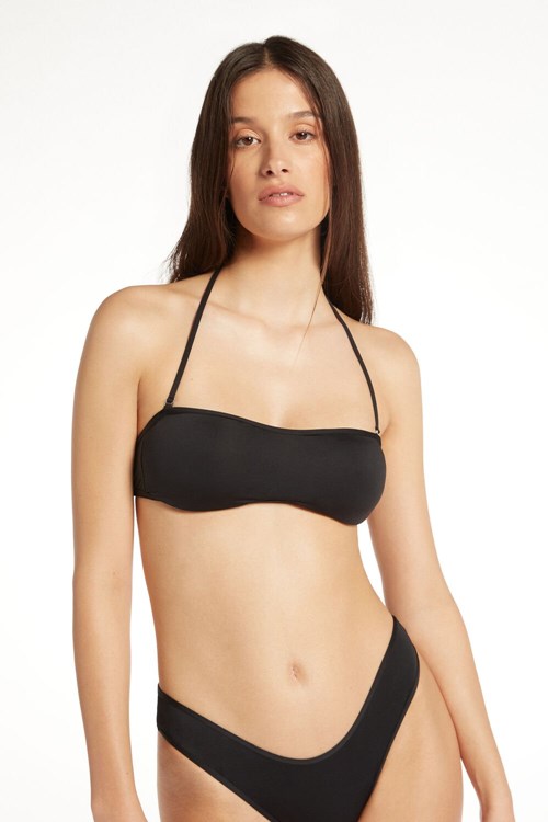 Tezenis Recycled Microfiber Bandeau Bikini Top with Removable Cups Svarta Svarta | XTYJG-7906