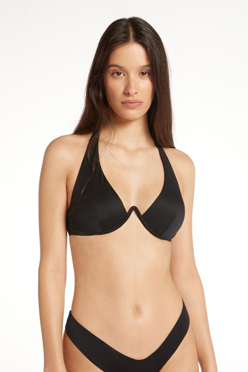 Tezenis Recycled Microfiber Breda-Rem Push-Up Bikini Svarta Svarta | BHRKX-3917