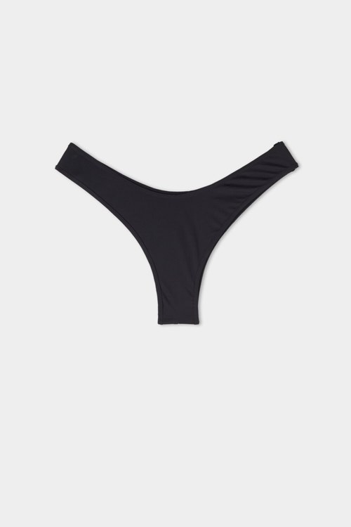 Tezenis Recycled Microfiber High Cut Bikini Bottom Svarta Svarta | PMJRC-5678