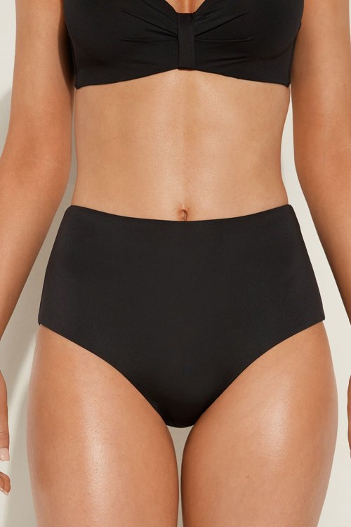 Tezenis Recycled Microfiber High Midja Bikini Bottoms Svarta Svarta | GXCZF-7821