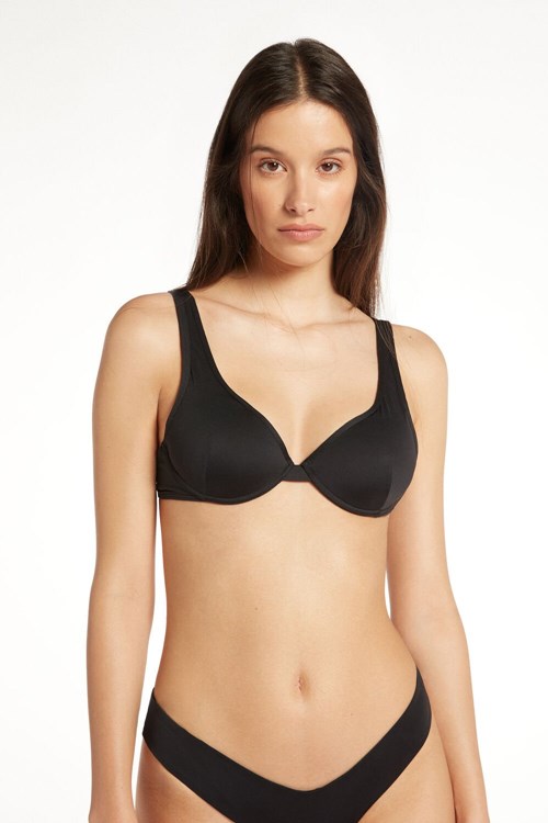 Tezenis Recycled Microfiber Push-Up Bikini Top Svarta Svarta | LDANT-9026