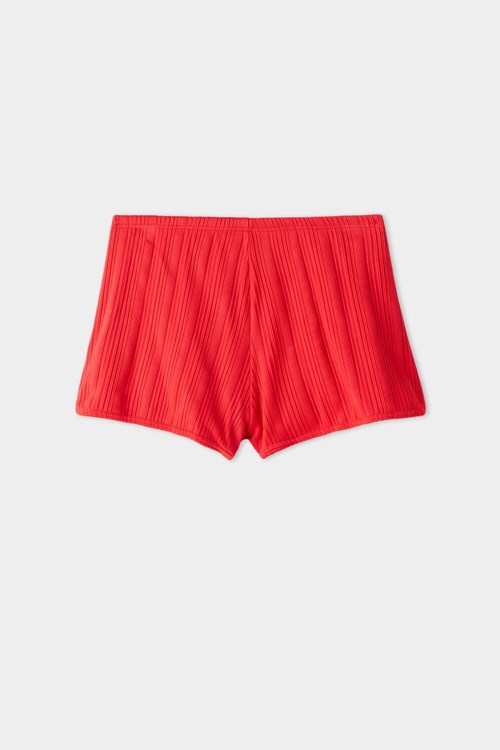 Tezenis Recycled Red Räfflad High Midja Full Coverage Bikini Bottom Röda Röda | DBFAZ-2167