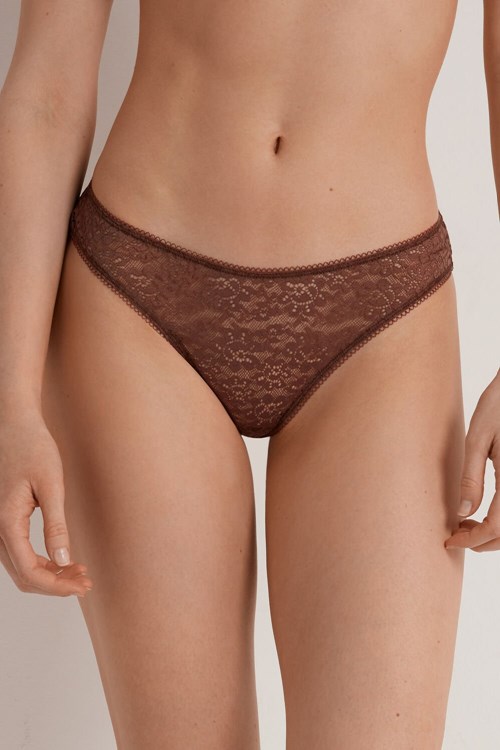 Tezenis Recycled Spets High-Cut Panties Bruna Bruna | DFUJH-9708