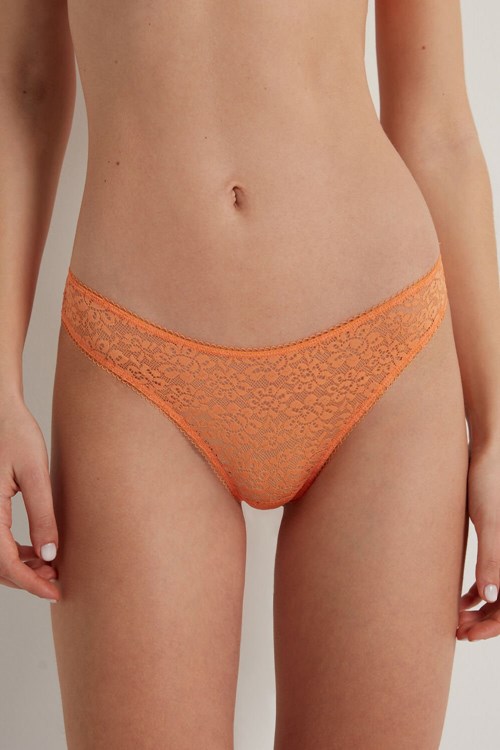 Tezenis Recycled Spets High-Cut Panties Orange Orange | EJFQR-2486
