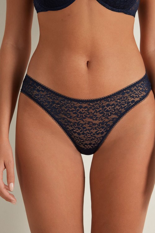 Tezenis Recycled Spets High-Cut Panties Blå Blå | GSQOP-5643