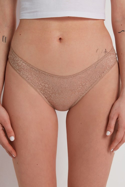 Tezenis Recycled Spets High-Cut Panties Nude Natural Blush 1905 | OUFST-0538