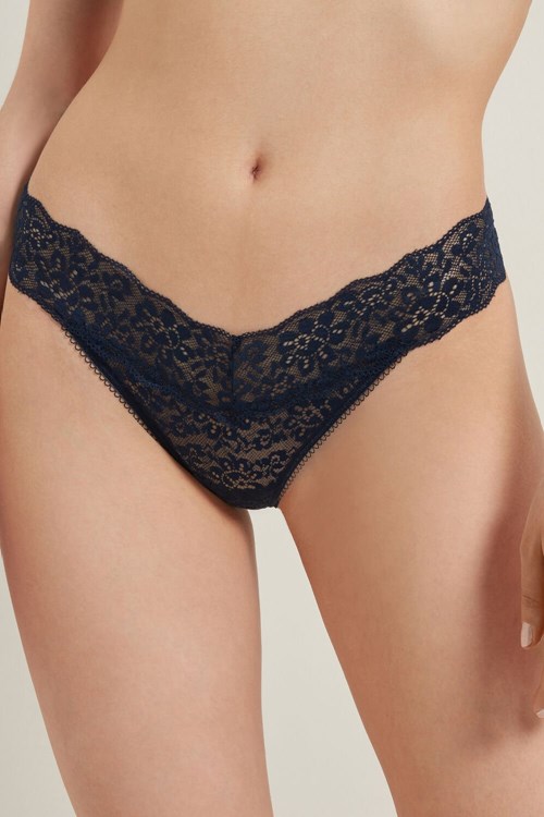 Tezenis Recycled Spets High-Cut String Blå Blå | OGMRJ-3907