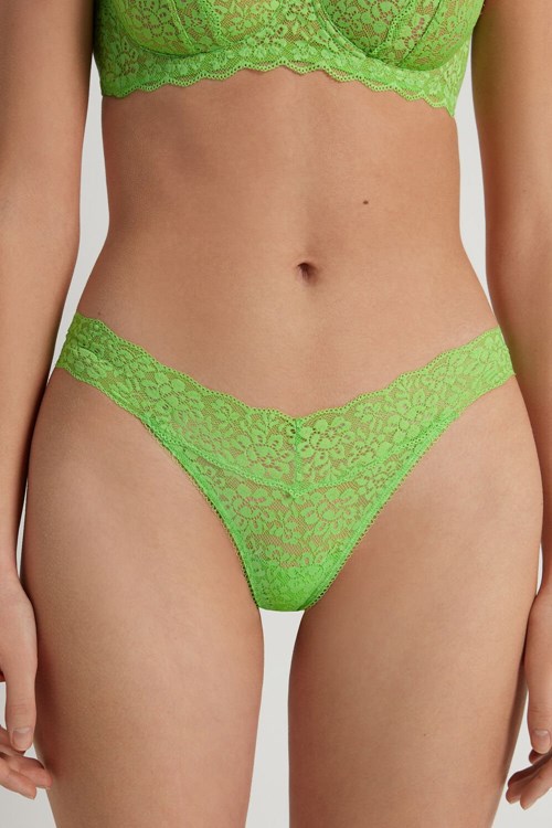 Tezenis Recycled Spets High-Cut String Gröna Gröna | JGNKW-2693