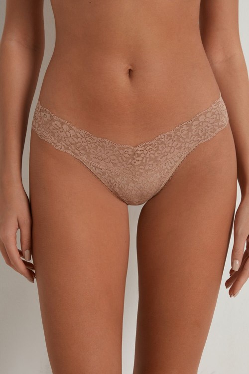 Tezenis Recycled Spets High-Cut String Nude Natural Blush 1905 | MFZCV-5321