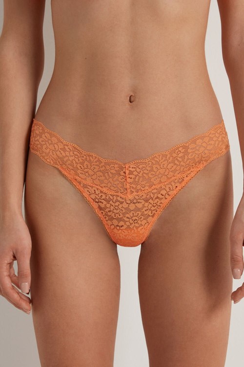 Tezenis Recycled Spets High-Cut String Orange Orange | MNFRK-0739