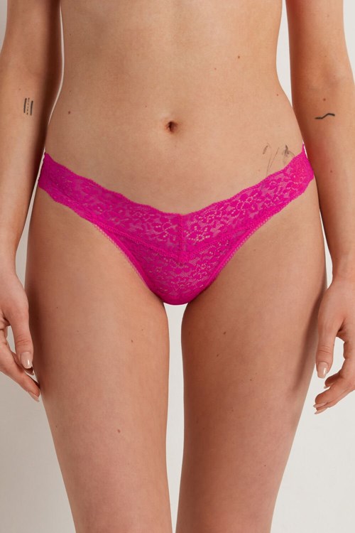 Tezenis Recycled Spets High-Cut String Rosa Fuchsia | GLCAF-9714