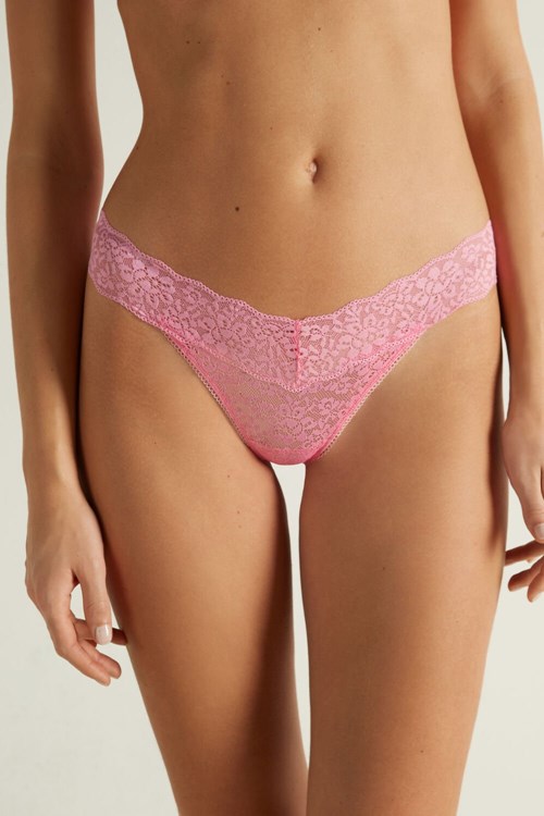 Tezenis Recycled Spets High-Cut String Rosa Rosa | ZUQXN-7452