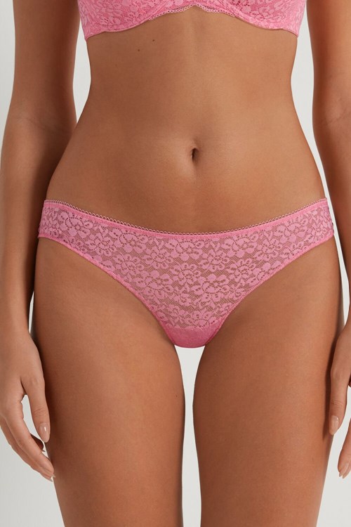 Tezenis Recycled Spets Laser-Cut Microfiber Brazilian Panties Rosa Rosa | NQSGW-4371