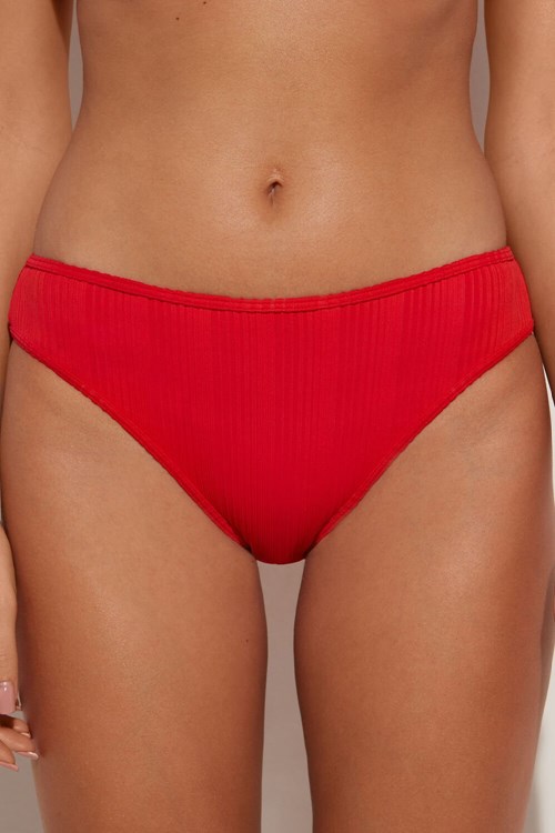 Tezenis Red Räfflad Recycled Microfiber Klassiska Bikini Bottoms Röda Röda | WPQVG-1286