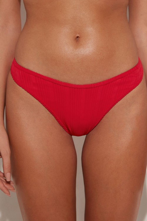 Tezenis Red Räfflad Recycled Microfiber High-Cut String Röda Röda | WVRNY-2765