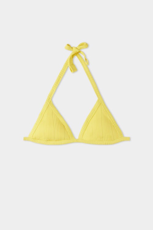 Tezenis Removable Cup Recycled Räfflad Triangle Bikini Top Gula Citron Gula | CODKI-9857