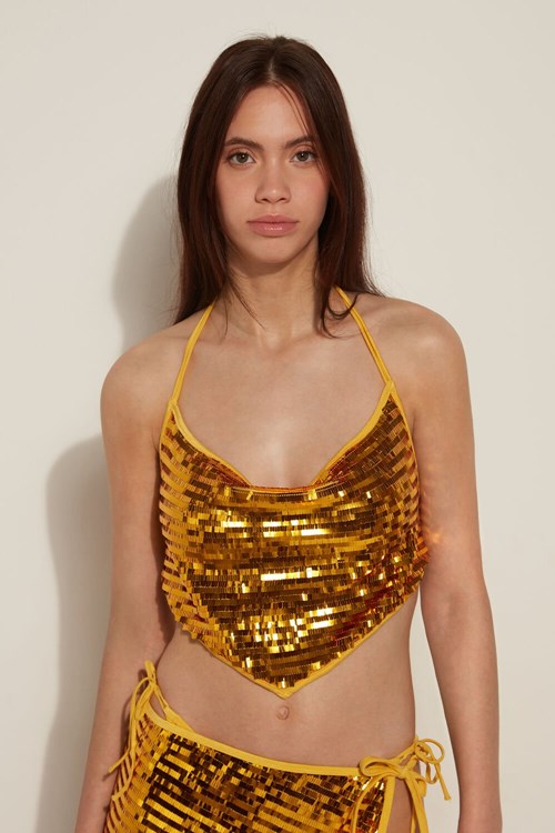Tezenis Riviera Sequin Bra-Trend Bikini Top Gula | WKYRA-9380