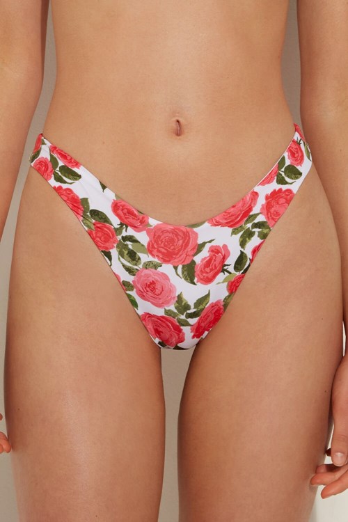 Tezenis Romantic Roses High-Cut Brazilian Bikini Bottoms Rosa | FGLXY-2631