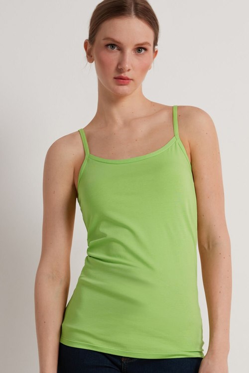 Tezenis Round-Neck Stretch Bomull Tank Top Gröna Gröna | LWIDS-0549