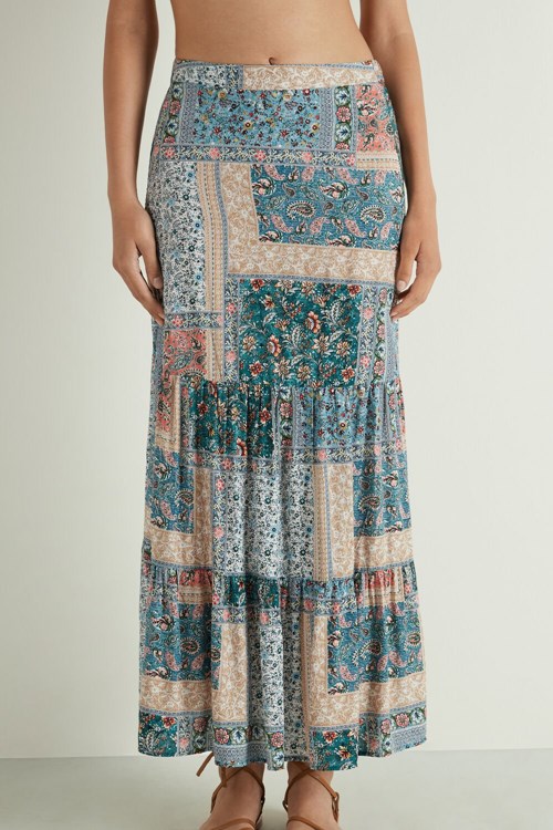 Tezenis Ruffled Cloth Maxi Skirt Olika Färger | LNHSM-2071