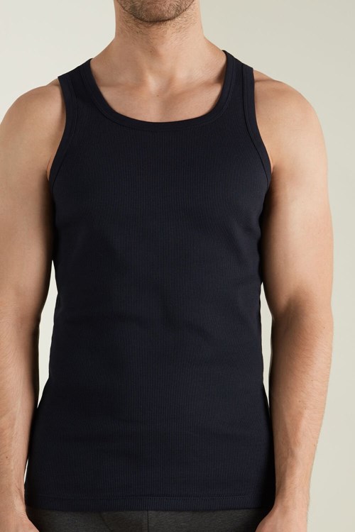 Tezenis Räfflad Bomull Undershirt Blå Mörkblå | DKASW-2759