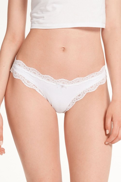 Tezenis Räfflad Brazilian Panties with Spets Trim Vita Vita | XGYML-3572
