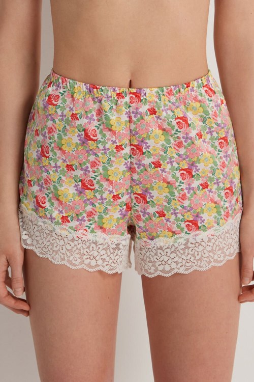 Tezenis Satin and Spets Shorts Floral Wildflower Print 294v | QDXBN-8561