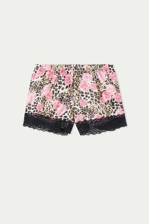 Tezenis Satin and Spets Shorts Rosa | OGKRW-8601
