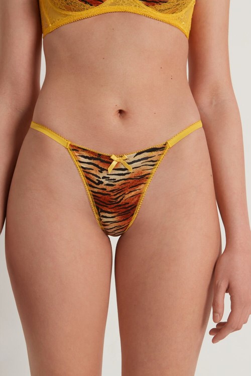 Tezenis Savage Spets String String Gula | RJFOH-0832