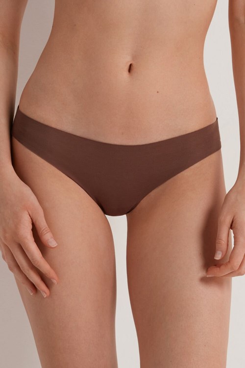 Tezenis Seamless Cheeky Briefs in Bomull Bruna Bruna | FRVYJ-3524