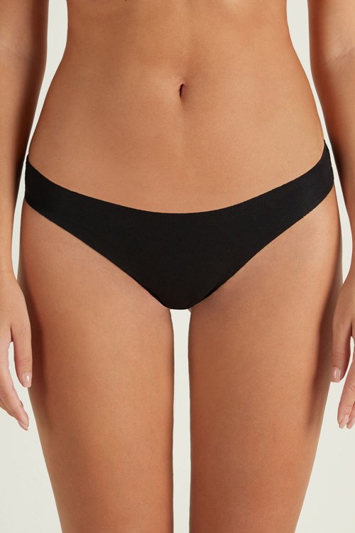 Tezenis Seamless Cheeky Briefs in Bomull Svarta Svarta | WTKNH-9105