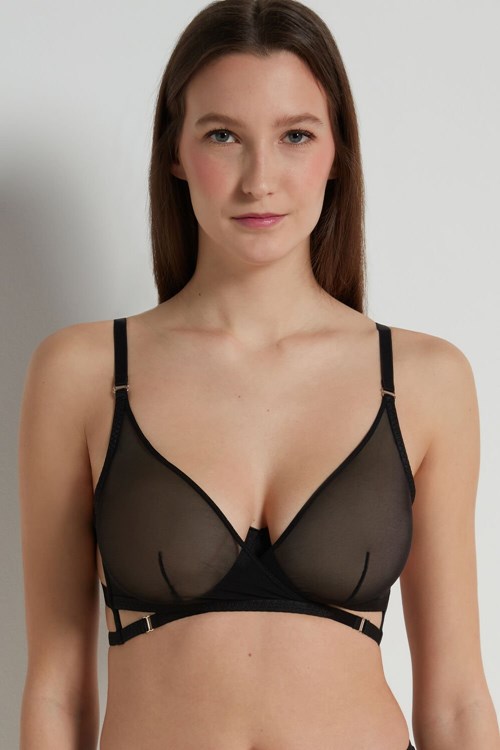 Tezenis Seduction Mesh Paris Balconette Bra Svarta Svarta | RDVZX-7082