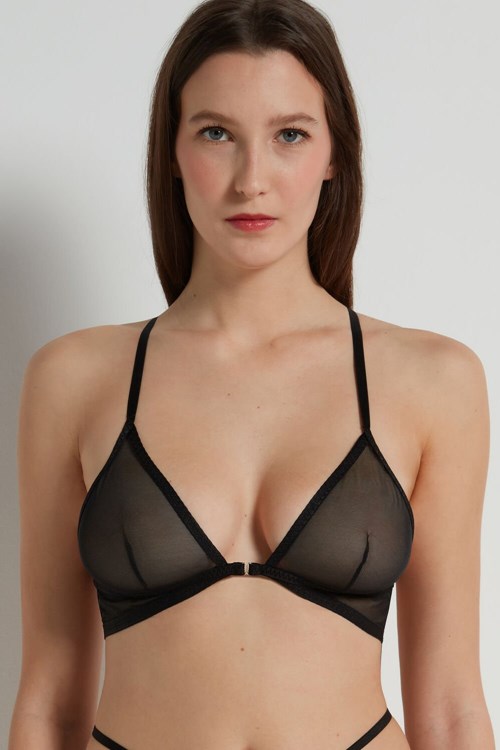 Tezenis Seduction Mesh Triangle Bra Svarta Svarta | ZTNXU-7298