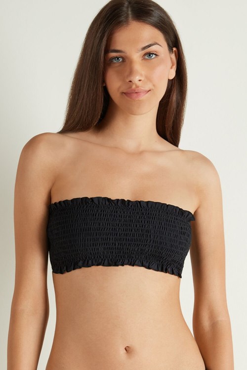 Tezenis Sidney Recycled Spets Bandeau Bra Svarta Svarta | EZHBW-2086