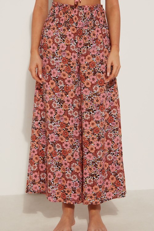 Tezenis Smocked Canvas Hakama Pants Floral Floral Animal Print 581v | JYQOL-2081